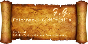 Foltinszki Gyárfás névjegykártya